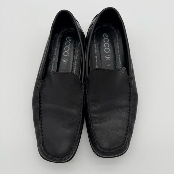 Ecco Men’s Leather Driving Loafers Moc Toe Walking Shoes Arch Support Black EU47 main image 2